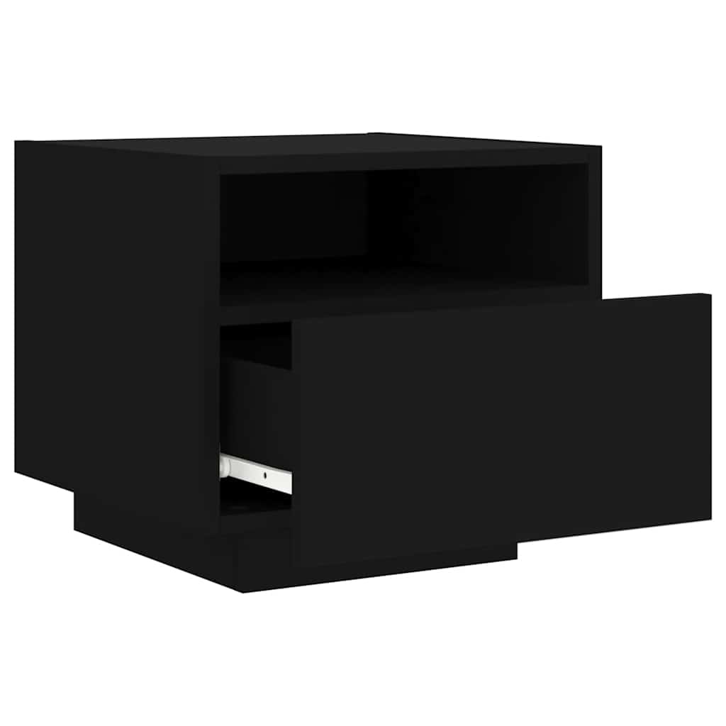 Nachttische mit LED-Leuchten 2 Stk. Schwarz 40x39x37 cm